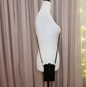Black Leather Cross Body Phone Holder